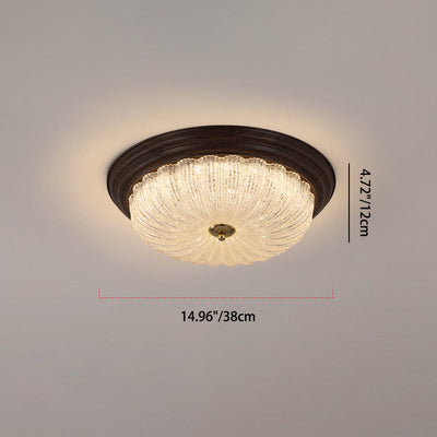 ضوء سقف مثبت بمصابيح LED بتصميم دائري تقليدي قديم من الكريستال والزجاج والحديد مع حبيبات خشبية للماء لغرفة المعيشة 