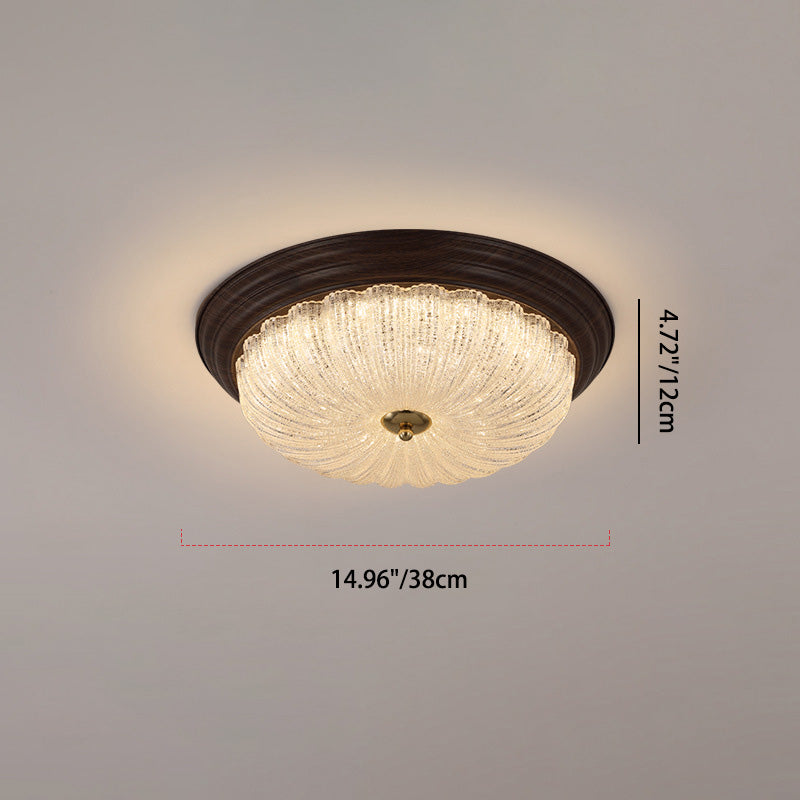 ضوء سقف مثبت بمصابيح LED بتصميم دائري تقليدي قديم من الكريستال والزجاج والحديد مع حبيبات خشبية للماء لغرفة المعيشة 