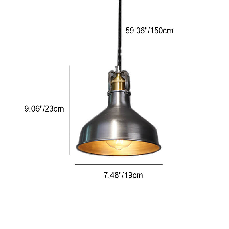 Lámpara colgante de geometría de cúpula de hierro minimalista industrial plateada y cobre de 1 luz 