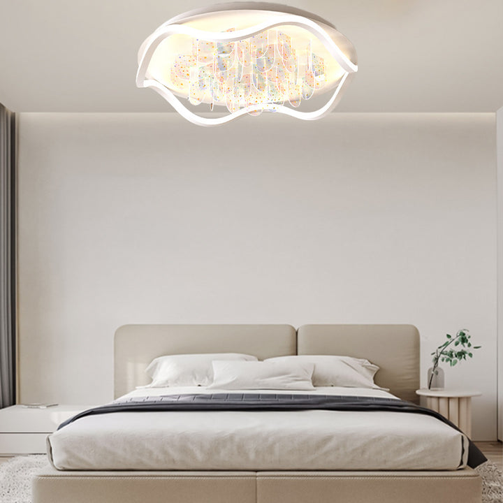 Zeitgenössische kreative Eisen Acryl Runde Wolke Stern Stück LED Unterputz Deckenleuchte für Wohnzimmer 