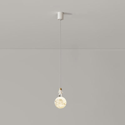 Modern Minimalist Astronaut Moon Iron Resin LED Pendant Light For Bedroom