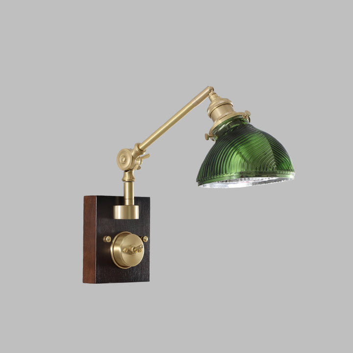 Applique murale traditionnelle vintage en demi-cercle en verre et cuivre avec 1 lumière pour chambre à coucher 