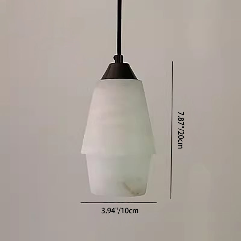 Moderne minimalistische Zylinder Kupfer Marmor 1-Licht Pendelleuchte für Schlafzimmer 