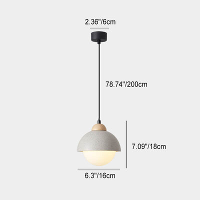 Japanese Minimalist Resin Solid Wood Cone Round 1-Light Pendant Light