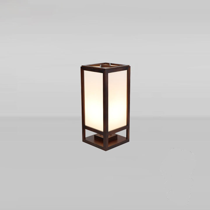 Traditional Chinese Rectangular Parchment Wood 1-Light Standing Floor Lamp For Entertainment Rooms