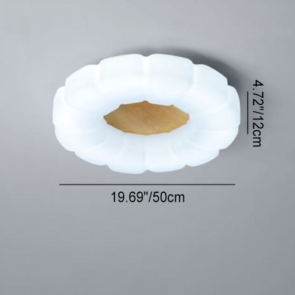 Contemporary Creative Petals Hardware PE Wood Grain LED Flush Mount Ceiling Light for Bedroom