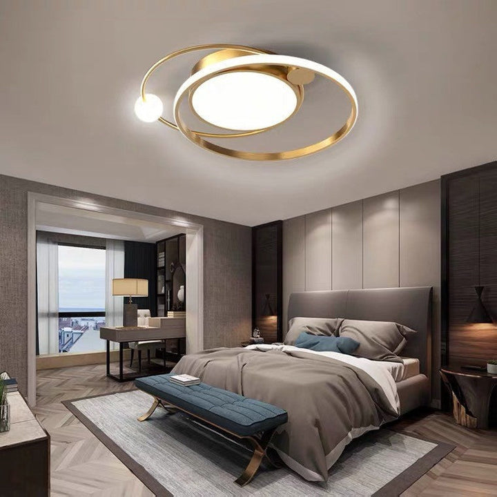 Zeitgenössische Einfachheit Acryl Dual Kreis Ring Hardware LED Unterputz Deckenleuchte für Schlafzimmer 