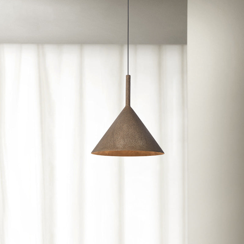Lustre Suspendu Traditionnel Vintage Cône Rond Trapézoïdal en Acier à 1 Lumière pour Salon 
