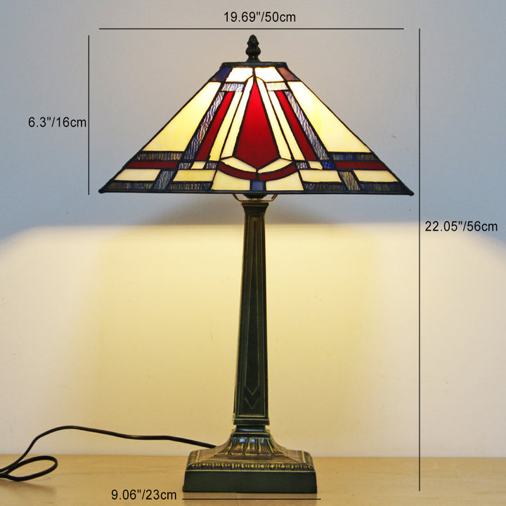 Traditionelle Tiffany Conic Diamond Deer Legierung Glas 1-Licht Tischlampe für das Studium 