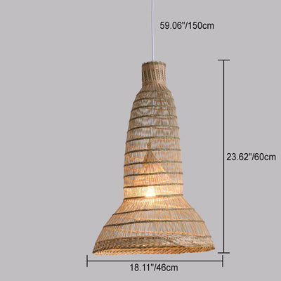 Chinese Zen Bamboo Weaving Cage 1-Light Pendant Light