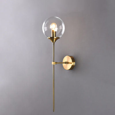 Applique murale contemporaine en fer rond avec verre à 1 lumière pour salon 