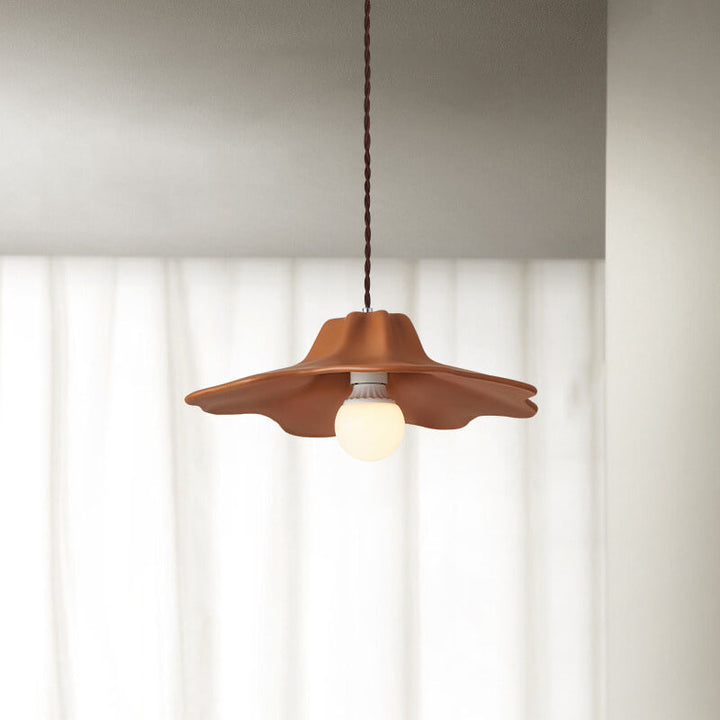 Traditional French Resin Umbrella Shape Geometry 1-Light Pendant Light for Living Room