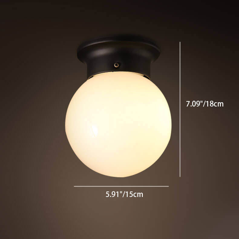 Modern Minimalist Glass Sphere 1-Light Semi-Flush Mount Ceiling Light