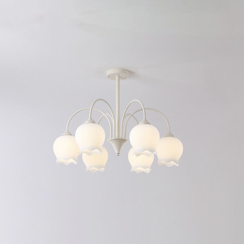 Modern Minimalist Bell Orchid Flower Iron Glass 6/8 Light Chandelier For Living Room