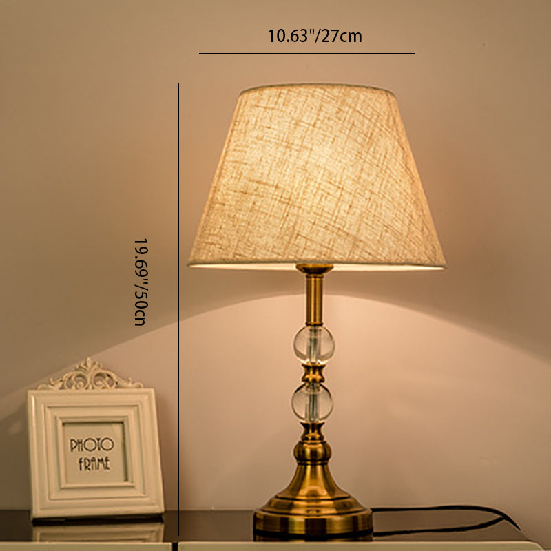Moderne Luxus Runde Trapez Eisen Kristall Stoff 1-Licht Tisch Lampe Für Schlafzimmer 