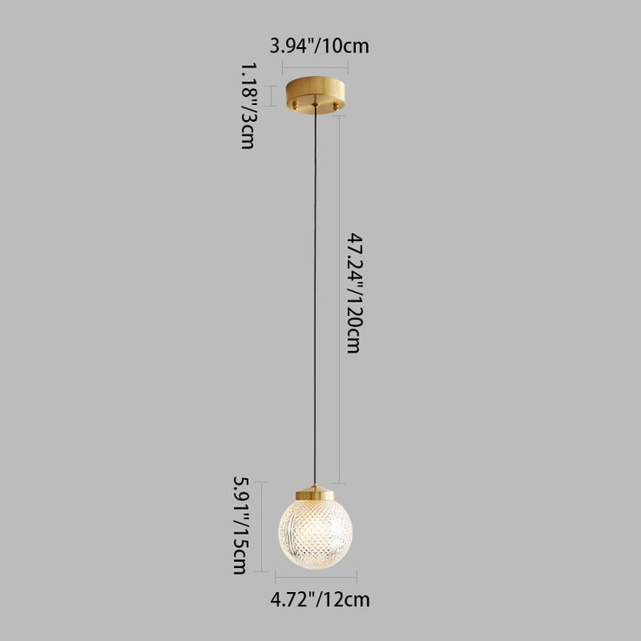 Lumière Nordique de Luxe Simple Boule de Verre Suspension à 1 Lumière 