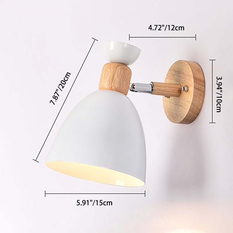 Moderne minimalistische runde Horn Aluminium Holz 1-Licht Wandleuchte Lampe für Schlafzimmer 