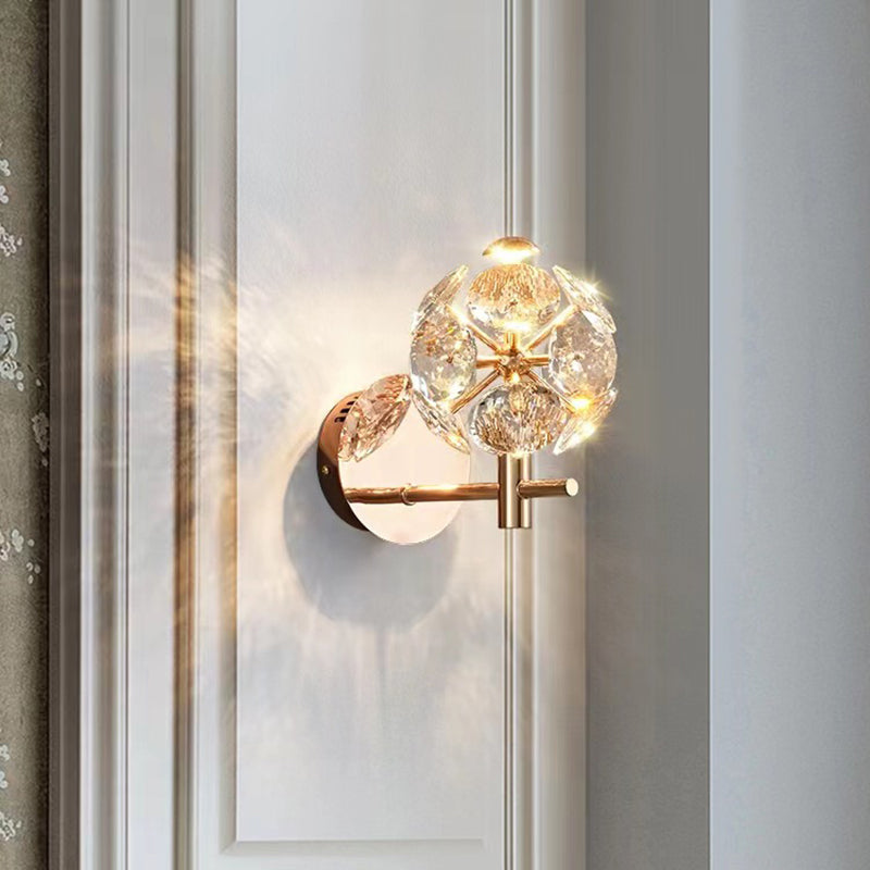 Applique murale à LED avec boule de cristal en matériel de luxe contemporain pour salon 