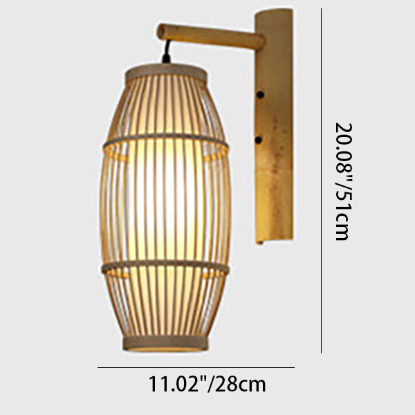 Traditionelle chinesische Weberei Bambuskäfig Form 1-Licht Wandleuchte für Wohnzimmer 