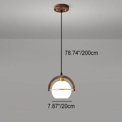 Modern Creative Personality Solid Wood Spherical 1-Light Pendant Light