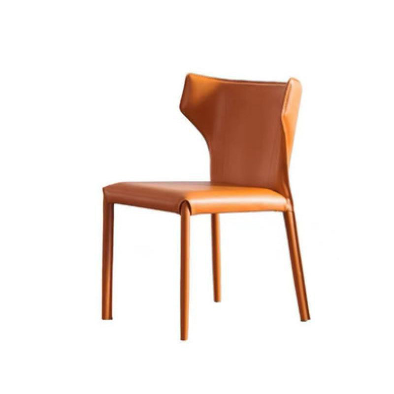 Moderna Minimalista Cuadrada Silla de Comedor de Cuero con Marco de Acero al Carbono Respaldo de Ala Sin Brazos Para Comedor 