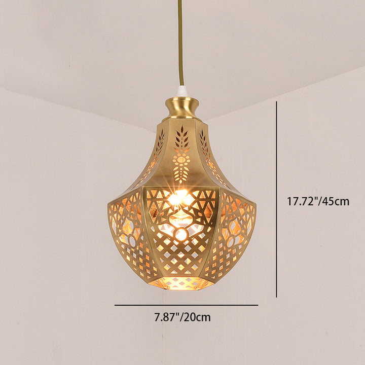 Modern Luxury Hexagonal Copper 1-Light Pendant Light For Dining Room