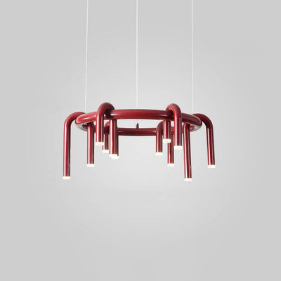 Combinaison de lignes géométriques en fer moderne du milieu du siècle, lustre LED pour salon 
