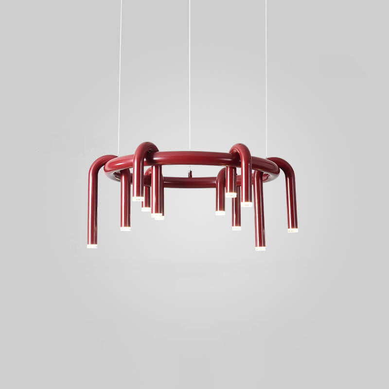 Combinaison de lignes géométriques en fer moderne du milieu du siècle, lustre LED pour salon 