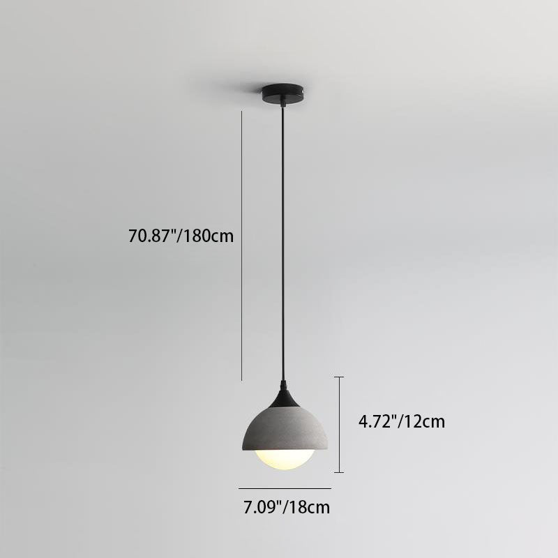 Contemporary Industrial Orb Cement Glass 1-Light Pendant Light For Bedroom