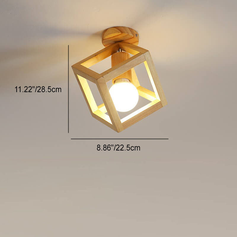 Japanischer minimalistischer hohler geometrischer Würfel 1-Licht Semi-Flush-Mount-Deckenleuchte 