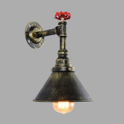 Contemporary Industrial Wrought Iron Horn Shape 1- Light Wall Sconce Lamp For Living Room