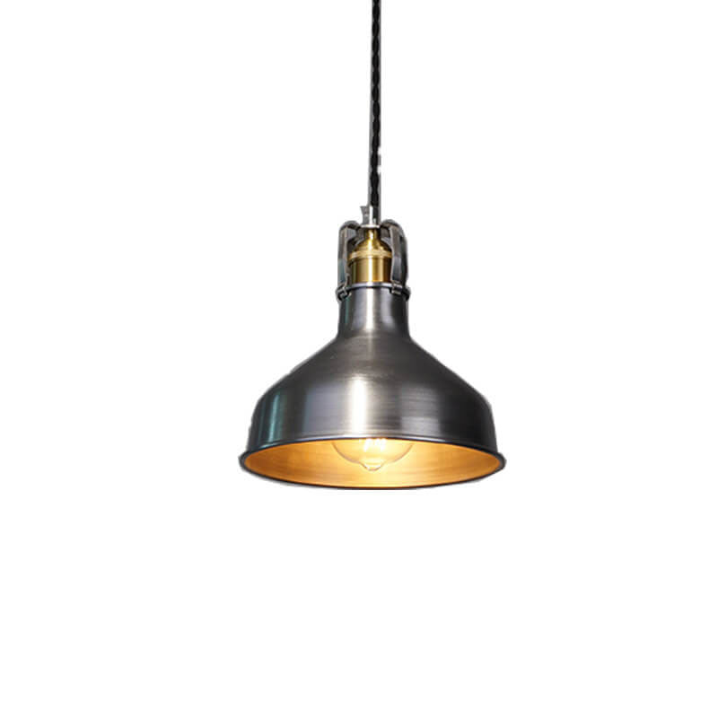 Lámpara colgante de geometría de cúpula de hierro minimalista industrial plateada y cobre de 1 luz 
