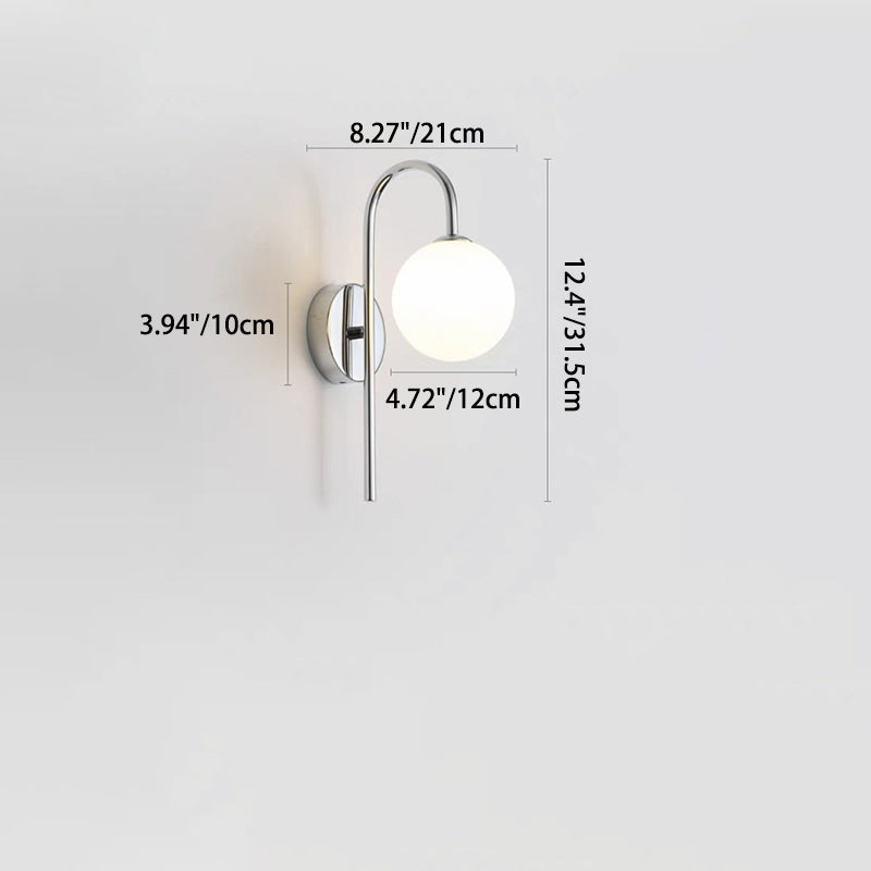 Lámpara Aplique de Pared de 1 Luz de Vidrio y Base de Disco Esférico Minimalista Moderna de Hierro para Dormitorio 