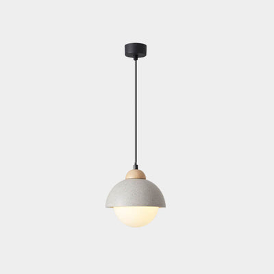 Japanese Minimalist Resin Solid Wood Cone Round 1-Light Pendant Light