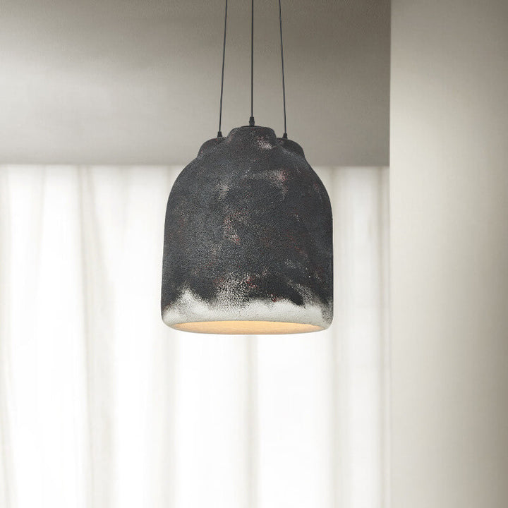 Contemporary Industrial High Density EPS Cylinder Jar Handmade 3- Light Pendant Light For Dining Room