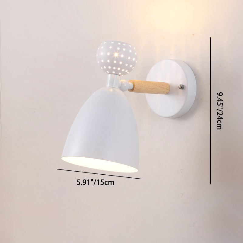 Zeitgenössische skandinavische Macaron Holz Eisen Runde 1-Licht Wandleuchte Lampe für Wohnzimmer 