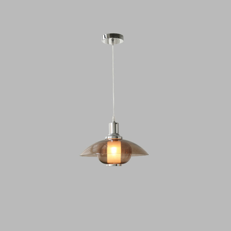 Zeitgenössische nordische bernsteinfarbene Glasscheibe aus Eisen mit 1 Licht für Wohnzimmer 