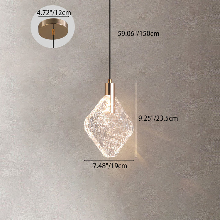 Modern Minimalist Diamond Round Trapezoid Aluminum Crystal LED Pendant Light For Bedroom