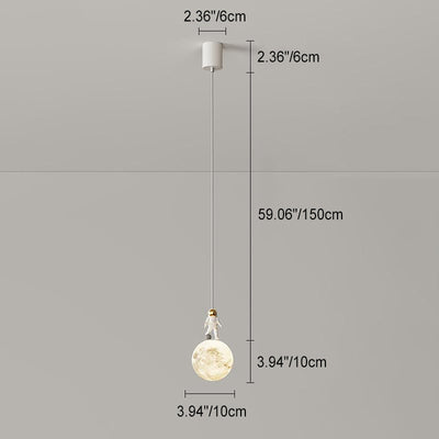 Modern Minimalist Astronaut Moon Iron Resin LED Pendant Light For Bedroom