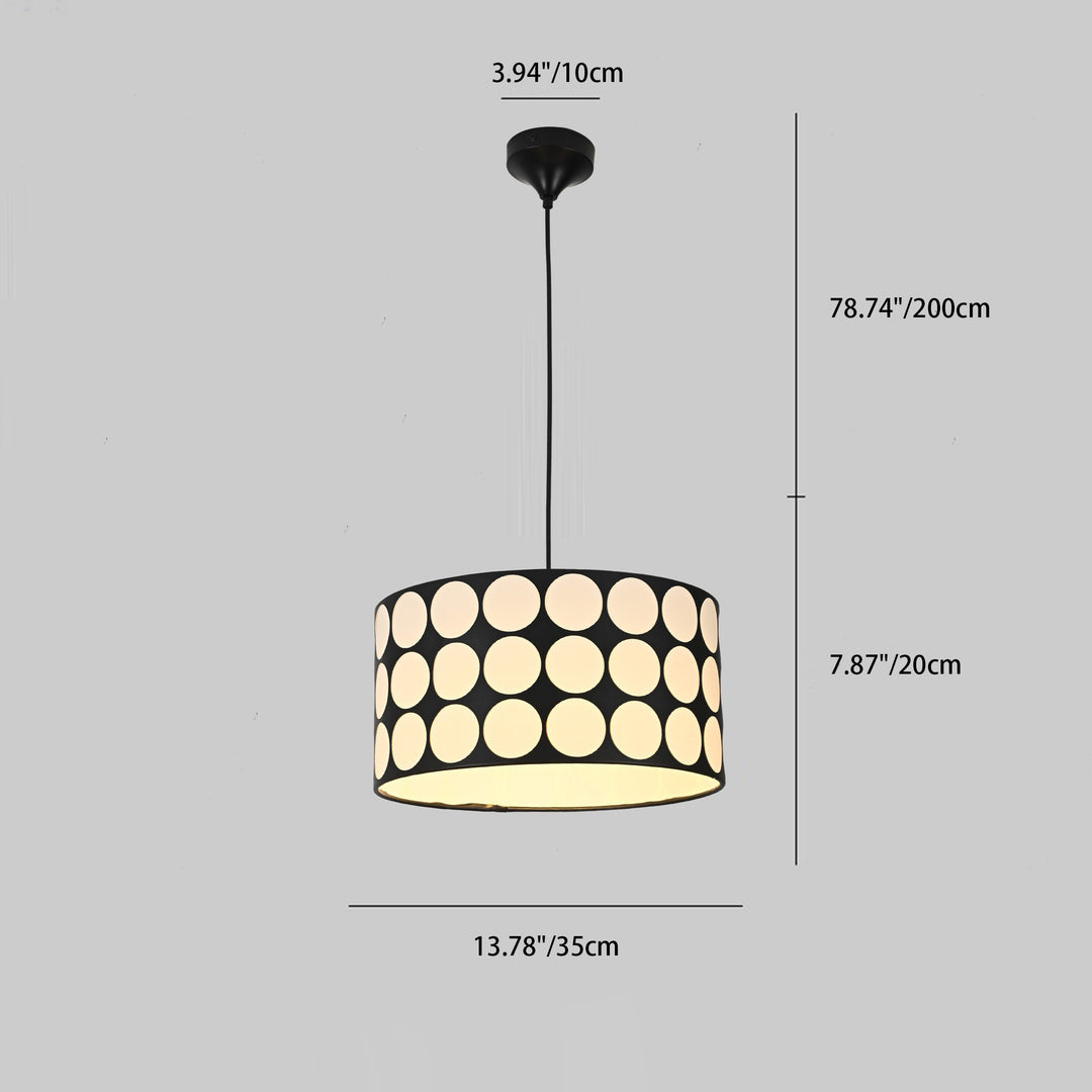 Contemporary Retro Drum Checkerboard Faux Leather Lampshade 3-Light Pendant Light For Dining Room