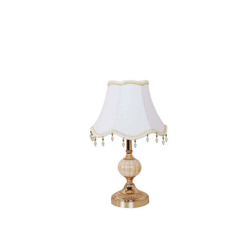 European Vintage Fabric Floral Glass Plating 1-Light Table Lamp