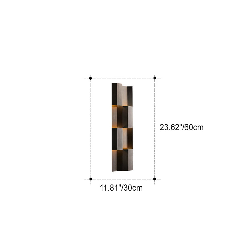 Lámpara de apliqué de pared LED rectangular de acero inoxidable, retro contemporánea e impermeable, para patio exterior 