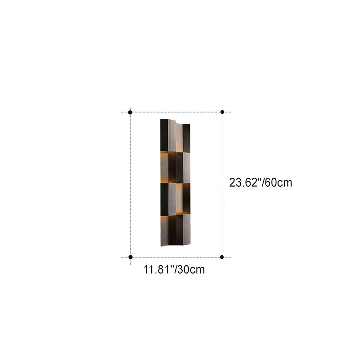 Lámpara de apliqué de pared LED rectangular de acero inoxidable, retro contemporánea e impermeable, para patio exterior 