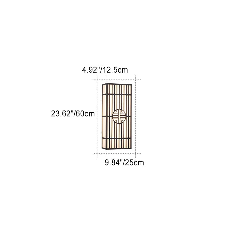 Applique murale LED en acier inoxydable rectangulaire en plastique chinois traditionnel pour entrée 