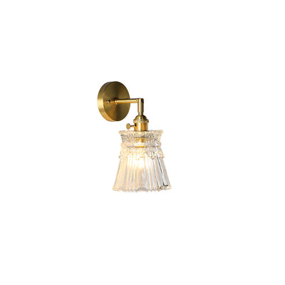 Applique murale 1-lumière en verre cuivré avec boule cylindrique fleur traditionnelle française pour chevet 