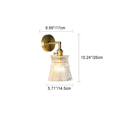 Applique murale 1-lumière en verre cuivré avec boule cylindrique fleur traditionnelle française pour chevet 