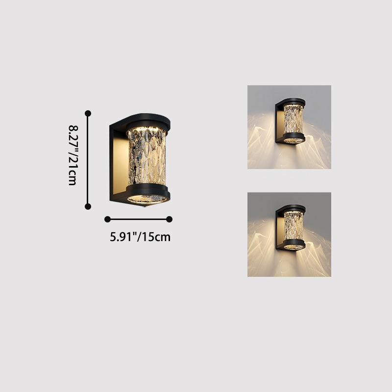 Lampe applique murale LED cylindrique en verre inoxydable solaire étanche de luxe moderne pour patio extérieur 