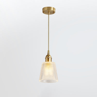 Moderner minimalistischer zylindrischer trapezförmiger Messingglas-Kronleuchter mit 1/2/3 Lichtern für das Esszimmer 