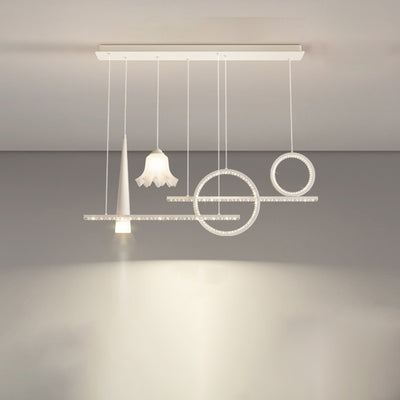 Lustre LED contemporain de luxe avec abat-jour en verre en forme de boule géométrique pour salon 