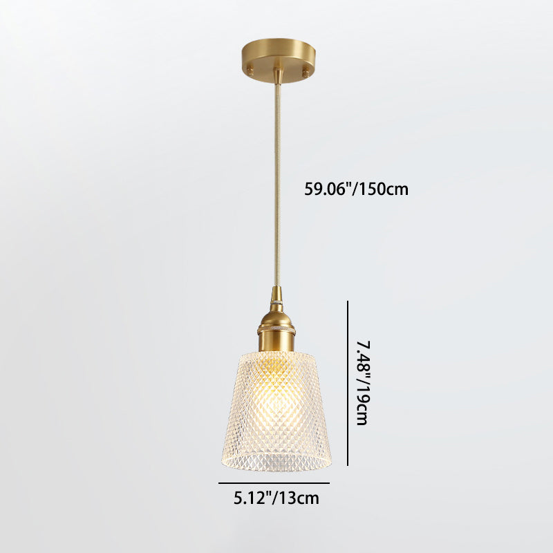 Moderner minimalistischer zylindrischer trapezförmiger Messingglas-Kronleuchter mit 1/2/3 Lichtern für das Esszimmer 